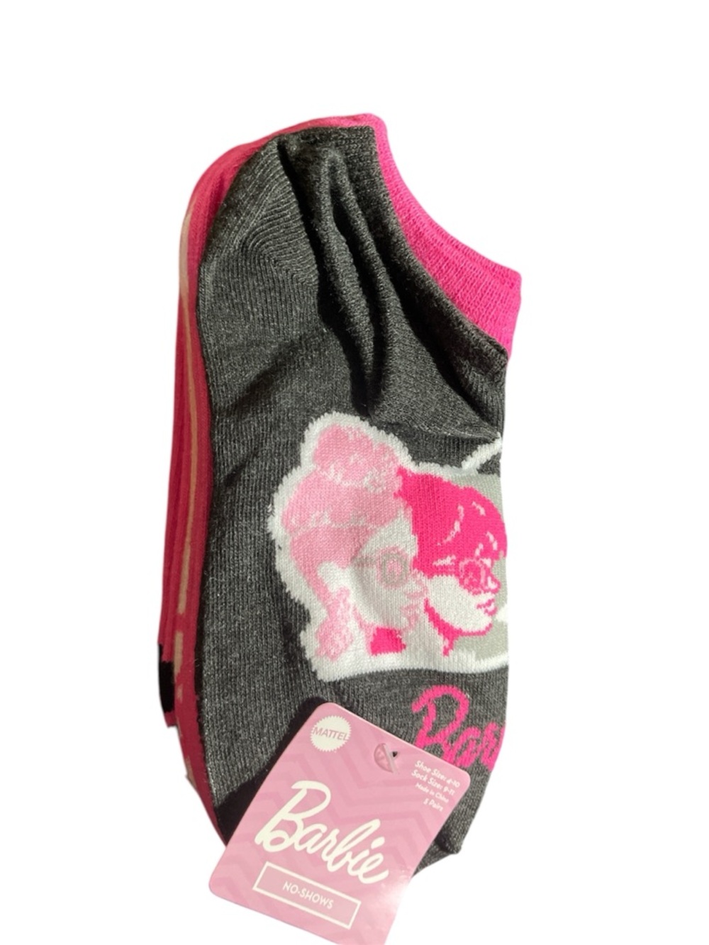 Barbie Gray and Hot Pink No-Show Sock Set